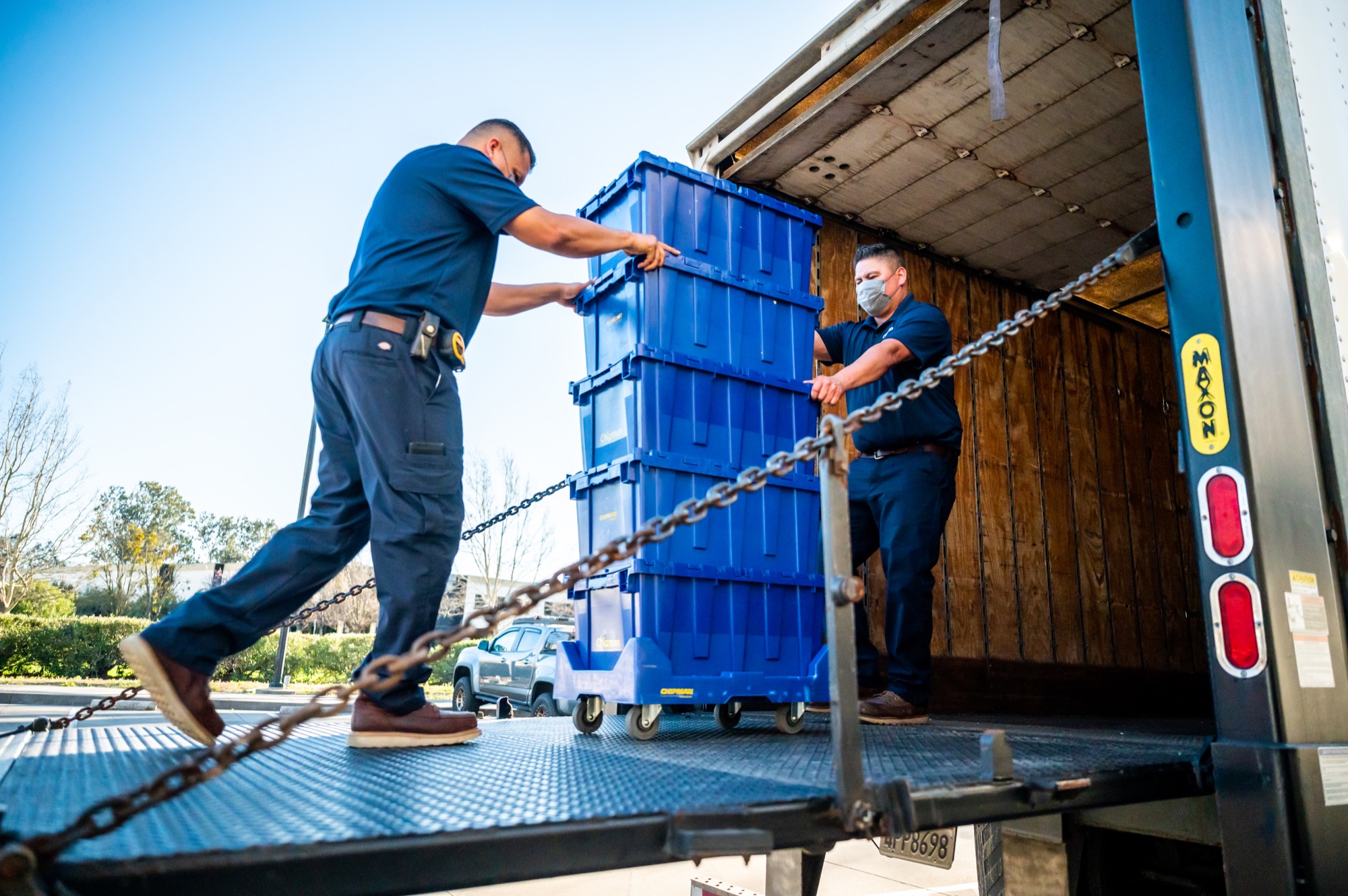 Furniture and packed belongings organized for safe loading and relocation