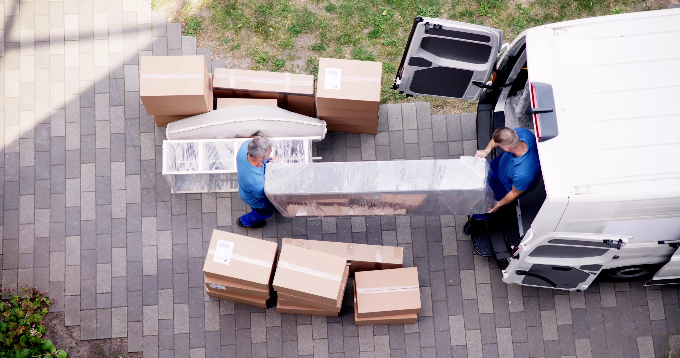 Moving supplies, protective packing materials, and boxes prepared for relocation